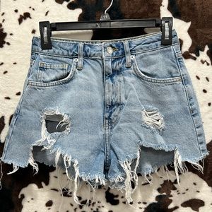 Short Distressed A-Frame Shorts